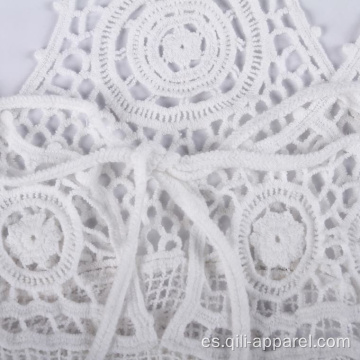 La playa de crochet de algodón cubre el traje de baño blanco